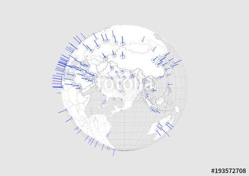 Blue White World Globe Logo - White world globe Eurasia map 3D illustration with blue graphic