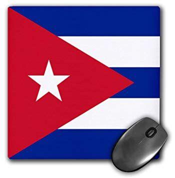 Blue with a Red Triangle Logo - 3DRose mp_158302_1 8 x 8 Flag of Cuba Cuban Blue Stripes Red