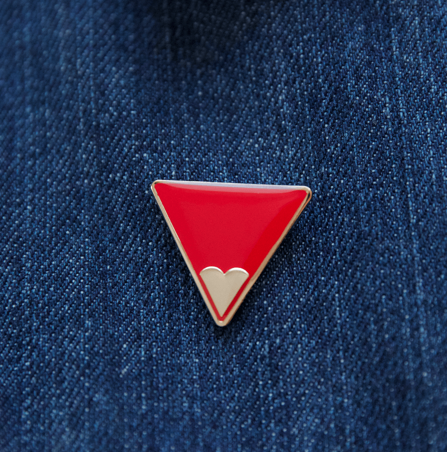 Blue with a Red Triangle Logo - Red Triangle Badge, wear it to fight against Female Genital Mutilation