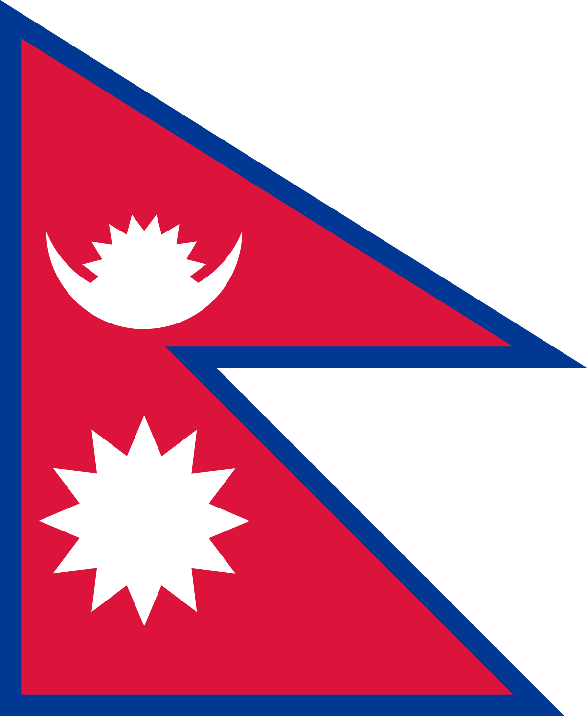 Two and 4 Red Triangles White Triangles Logo - Flag of Nepal