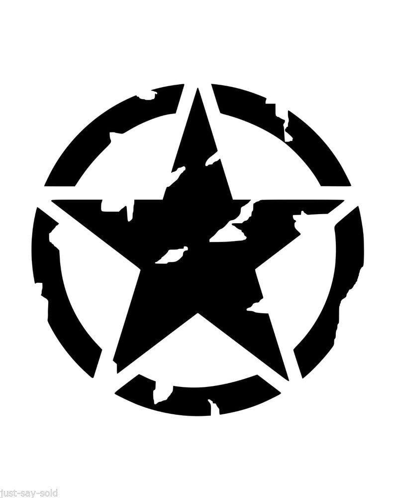 White Blue Circle Star Logo - Distressed Hood Invasion Circle Star Vinyl Decal Stickers Jeep