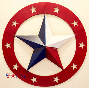 White Blue Circle Star Logo - METAL CIRCLE STAR RED WHITE BLUE Home Garden Sign D?cor 689354018796 ...