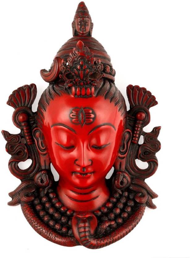 Red Face Statue Logo - Collectible India Red Face Shiva Wall Hanging Resin Painted Wall
