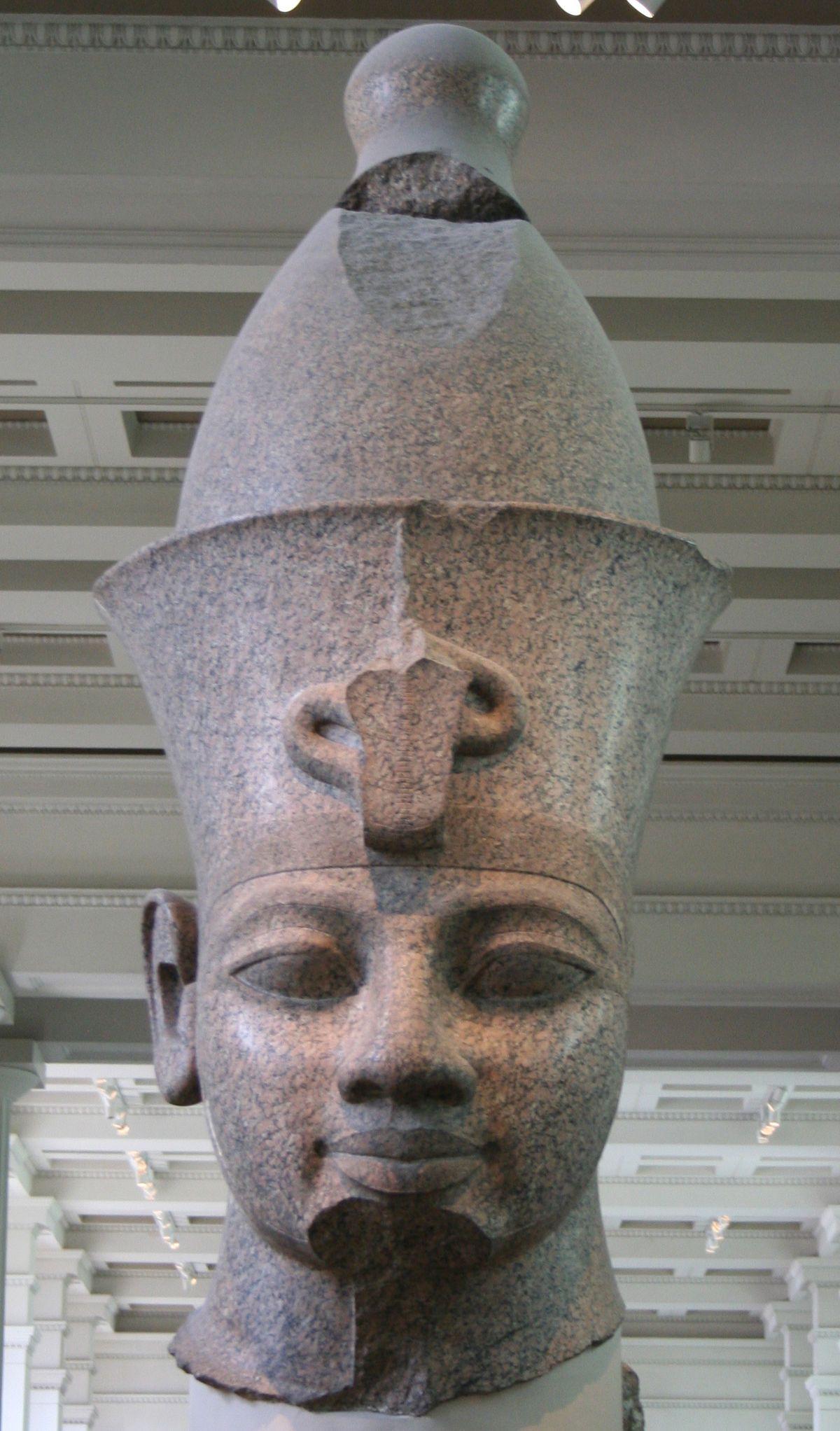 Red Face Statue Logo - Colossal red granite statue of Amenhotep III