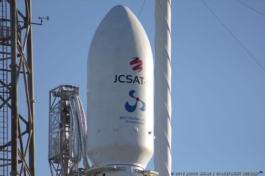 SpaceX Fairing Logo - SpaceX launches JCSAT-16, lands Falcon 9 first stage - SpaceFlight ...