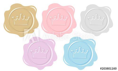 Silver and Magenta Logo - Set of wax seal icons. Element of design for royal party invitation