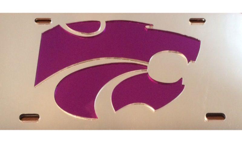 Silver and Magenta Logo - Kansas State Wildcats Logo Silver Purple Laser License Plate