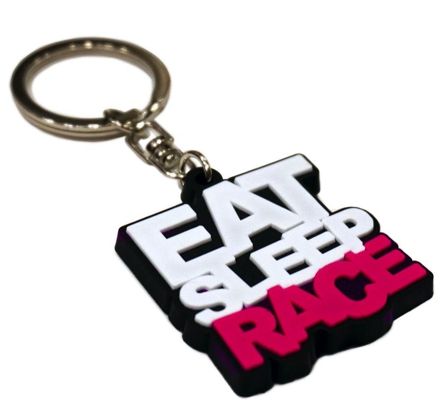 Silver and Magenta Logo - Logo Keychain | White/Magenta - Eat Sleep Race - Racing Lifestyle ...