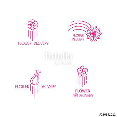 Flower Delivery Logo - fast flower delivery logo vector illustration set