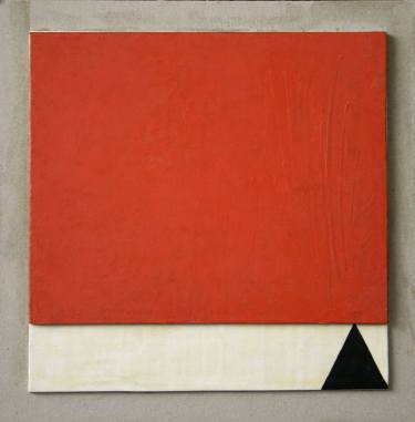 Red Square with White Rectangle Logo - The Red Rectangle and Black Triangle on White Square Painting by ...