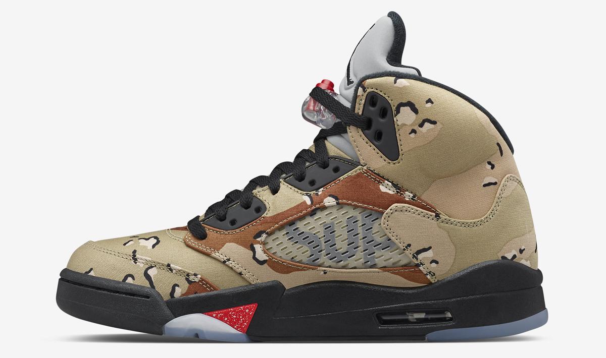 Camo Supreme Jordan Logo - Supreme Air Jordan 5 Camo - Sneaker Bar Detroit