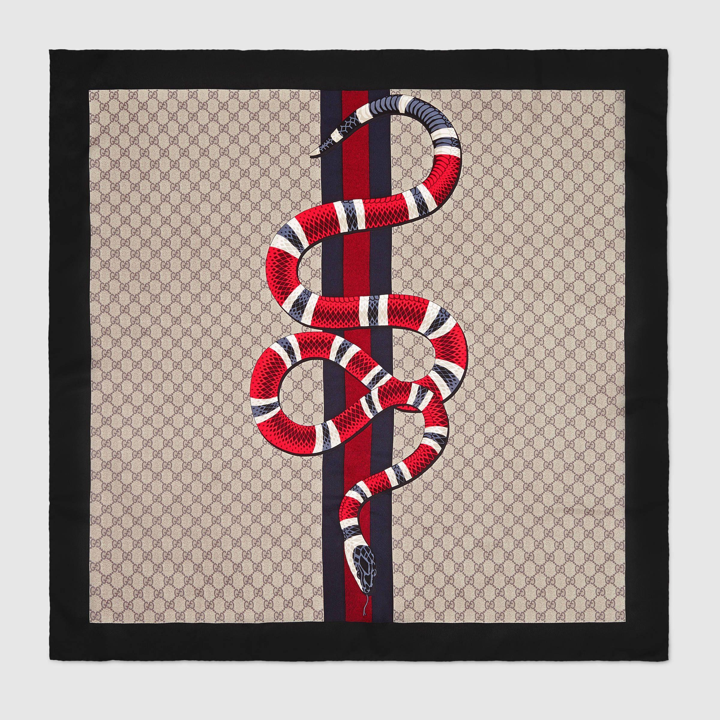 Coral Snake Gucci Logo - Web and Kingsnake print GG silk scarf | snake | Silk scarves, Gucci ...