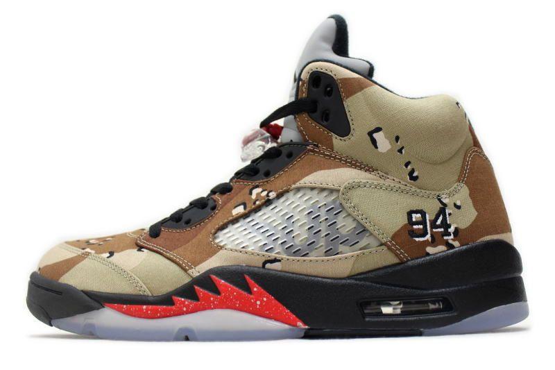 Camo Supreme Jordan Logo - auc-soleaddict: NIKE AIR JORDAN 5 RETRO SUPREME DESERT CAMO 824371 ...