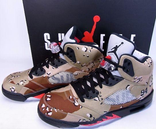 Camo Supreme Jordan Logo - TONNEAU: NIKE AIR JORDAN 5 RETRO SUPREME Supreme air jordan 5 Desert