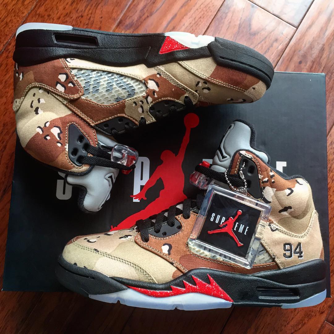 Camo Supreme Jordan Logo - WTB Supreme Camo Jordan 5's Size 9 9.5