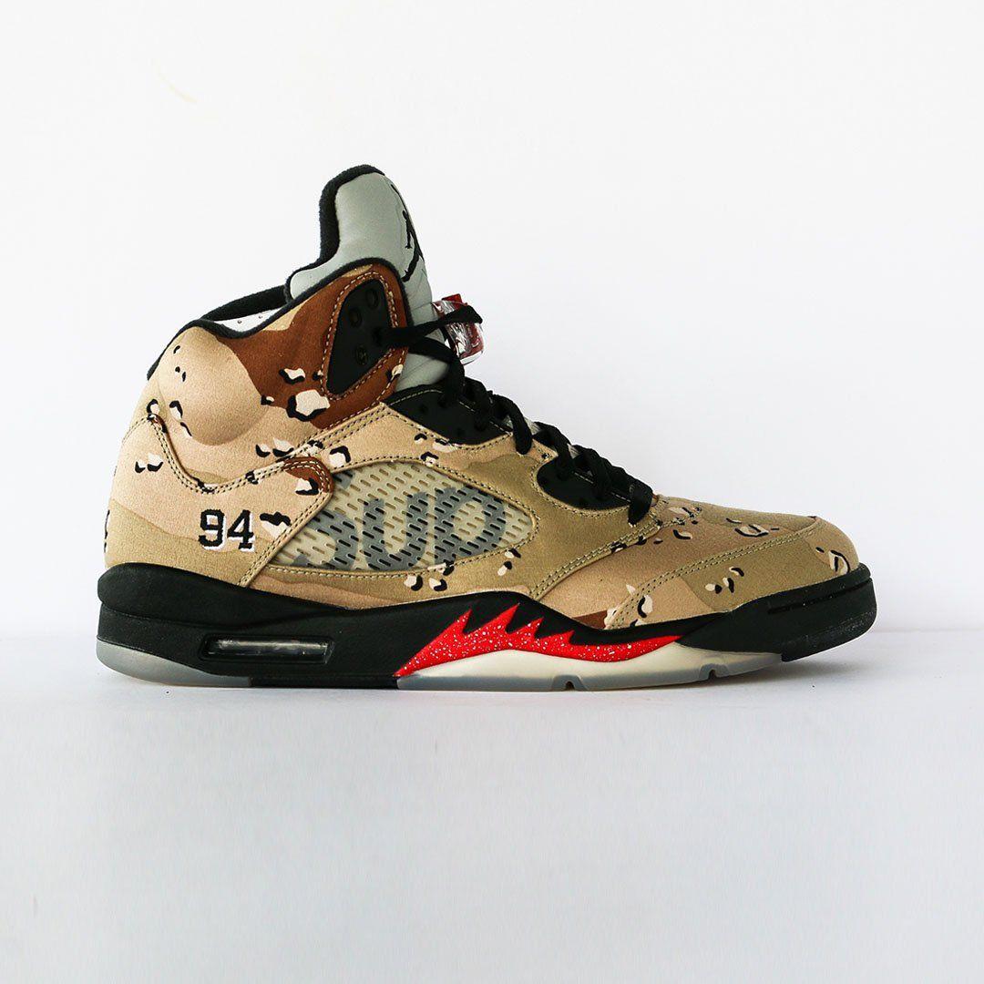 Camo Supreme Jordan Logo - Air Jordan 5 Retro Supreme Desert Camo