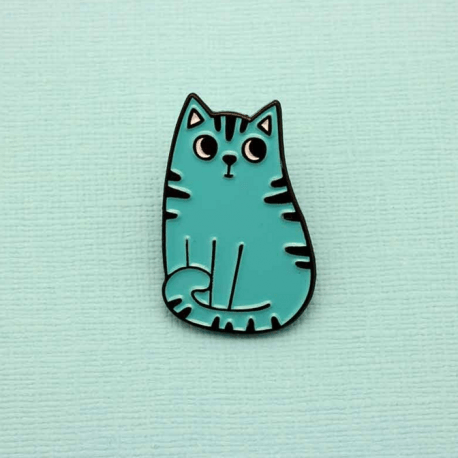 Green and Blue Cat Logo - Enamel pins- Blue Cat