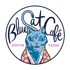 Green and Blue Cat Logo - Blue Cat Café