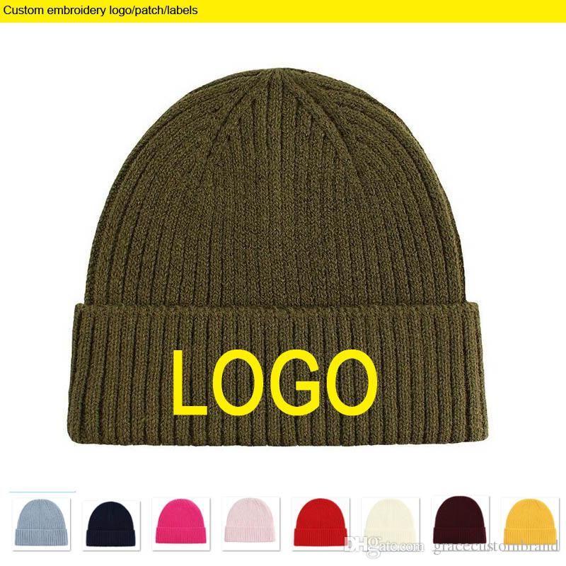Green Hip Logo - New Army Green Winter Beanies Logo Embroidery Adult Size Skull Caps ...