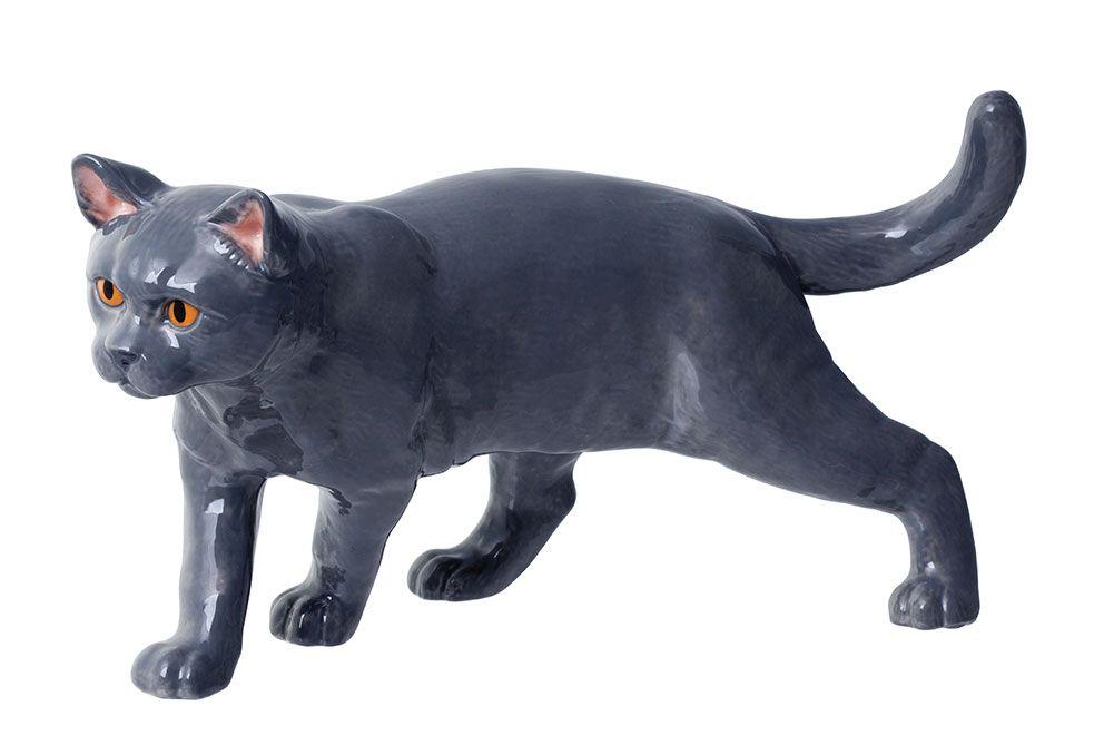 Green and Blue Cat Logo - British Shorthair Cat Ceramic Figure (Blue). For all who love our