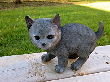 Green and Blue Cat Logo - Russian Blue Cat Kitten Figurine Sitting: Home & Kitchen