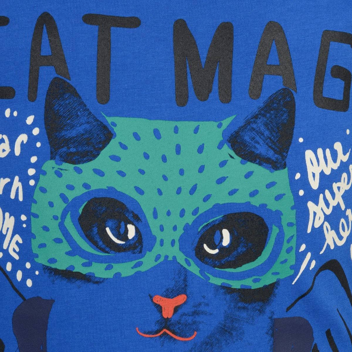 Green and Blue Cat Logo - Billybandit Boys Blue Cat Mag Print Top