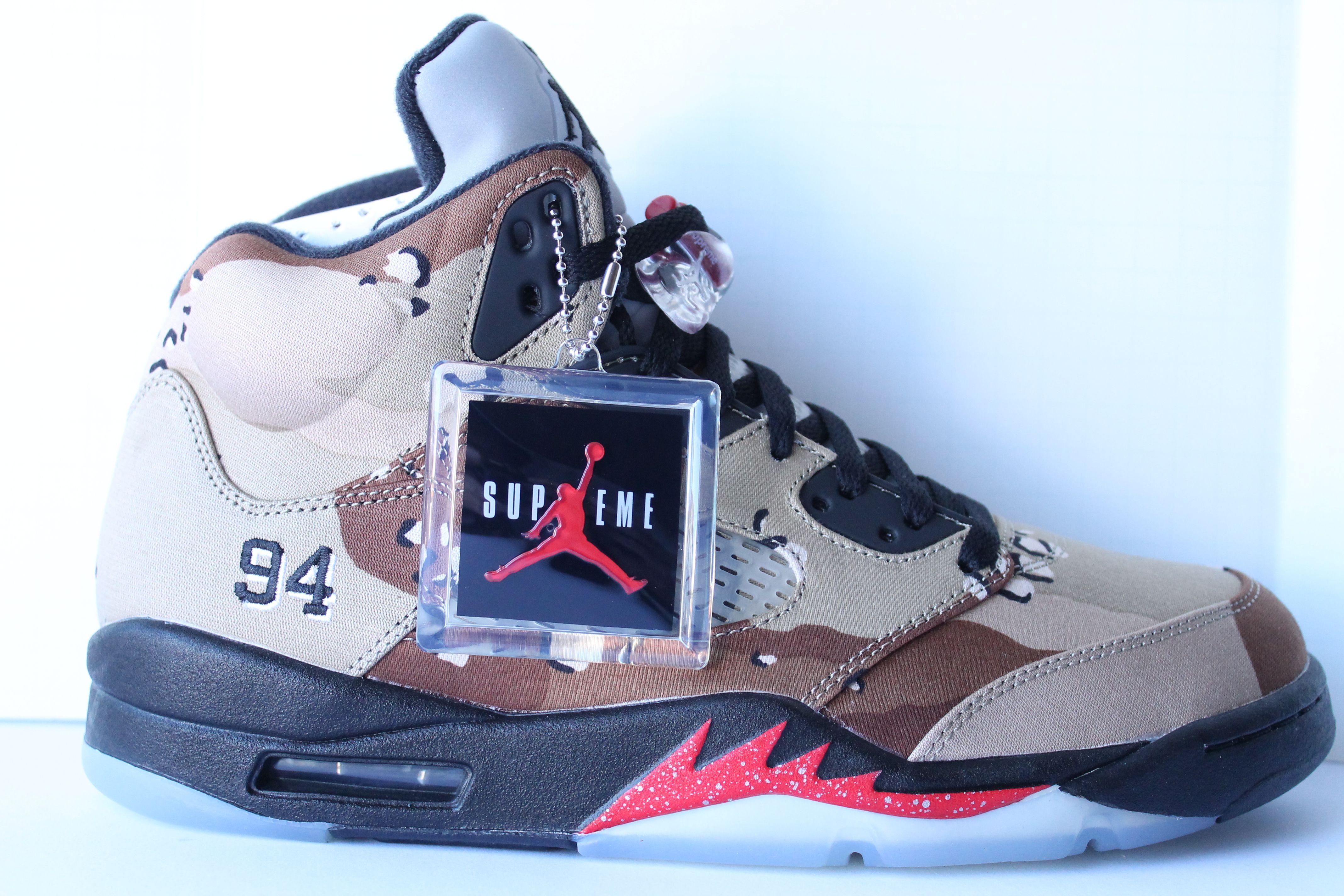 Camo Supreme Jordan Logo - AuthentKicks. Air Jordan 5 Retro X Supreme