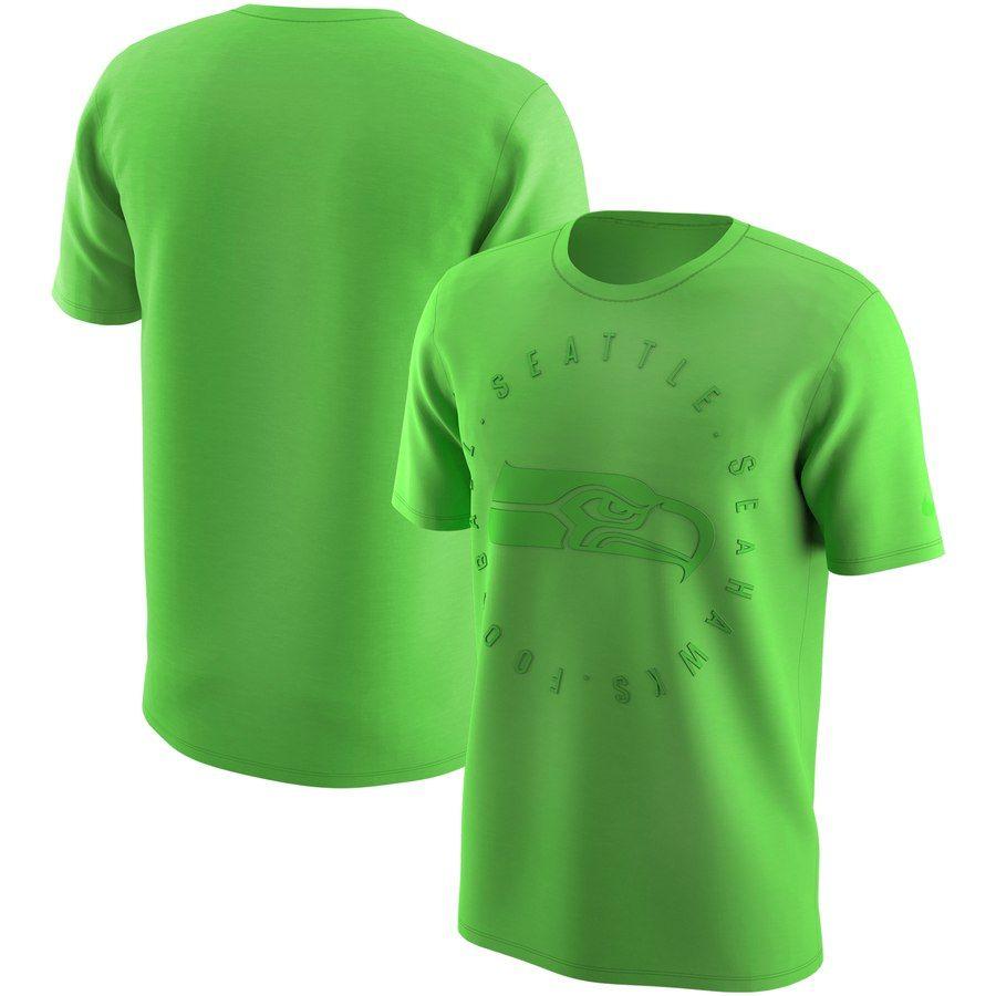 Neon Green Logo - Men's Nike Neon Green Seattle Seahawks Color Rush Logo T-Shirt