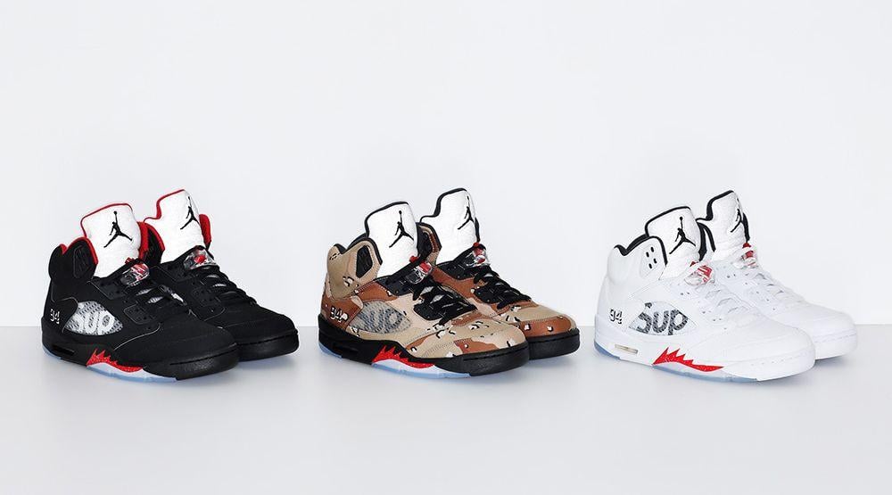 Camo Supreme Jordan Logo - Supreme's Air Jordan 5s Release Tomorrow | Sole Collector