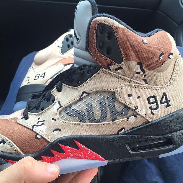 Camo Supreme Jordan Logo - The Details That Make Up The Supreme x Air Jordan 5 Desert Camo