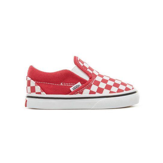 Red Checkered Vans Logo - Toddler Checkerboard Classic Slip-On Shoes | Red | Vans
