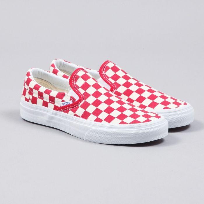 pink and red checkered vans