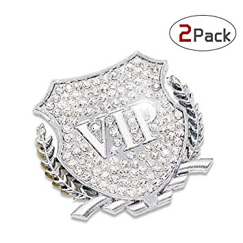 Silver Diamond Car Logo - QIMEI Bling Car Decoration Decal 3D Sticker Honorable