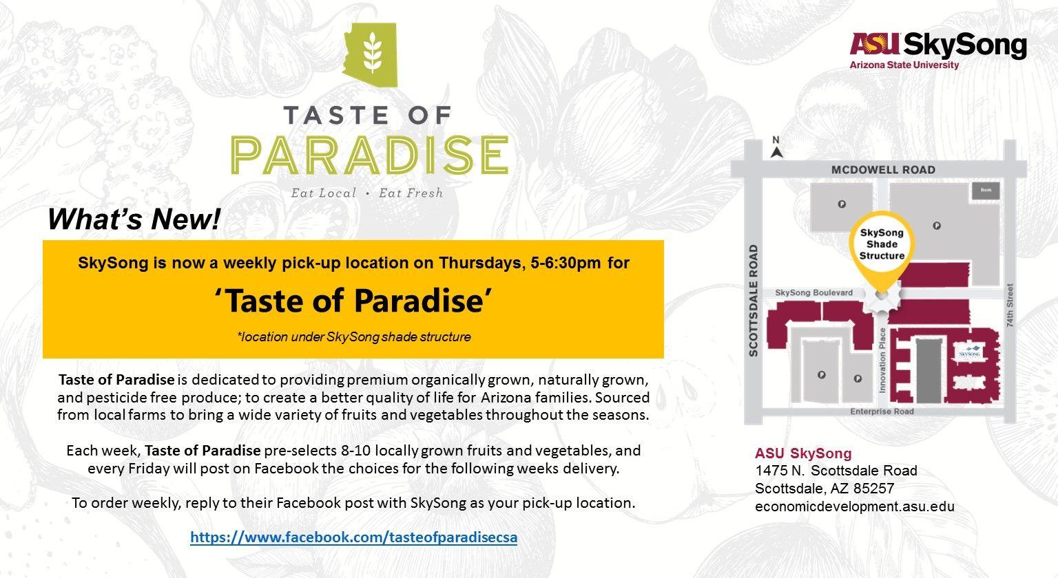 Paradise Fruits Logo - Taste of Paradise at Skysong | ASU Events