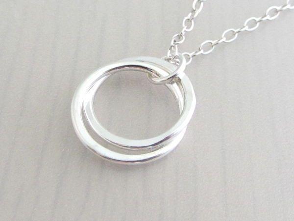 Two Linked Black Circle Logo - Sterling Silver Two Linked Circle Infinity Ring Pendant Necklace by ...