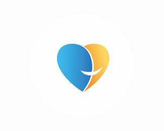 Blue and Yellow Heart Logo - Happy Heart Logo design - 
