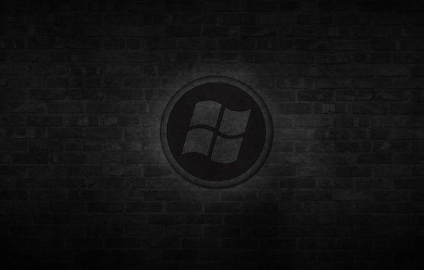 Black Windows Logo - Wallpaper wall, black, round, brick, logo, windows, logo, black ...