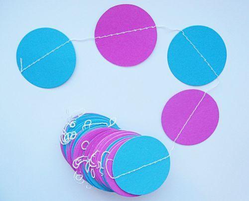 Pink and Blue Circle Logo - Pink & Blue Circle Garland - Sewn PAPER Garland - BALLOON Tail ...