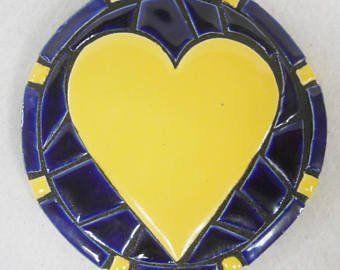 Blue and Yellow Heart Logo - Blue yellow heart | Etsy