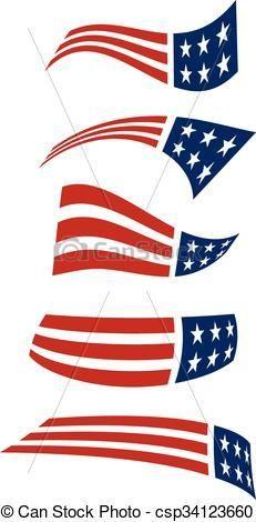 Flying Flag Logo - American flying flag logos. Vector design. USA Logo