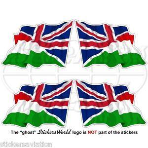 Flying Flag Logo - HUNGARY UK Flying Flag, Hungarian British Union Jack 50mm Stickers