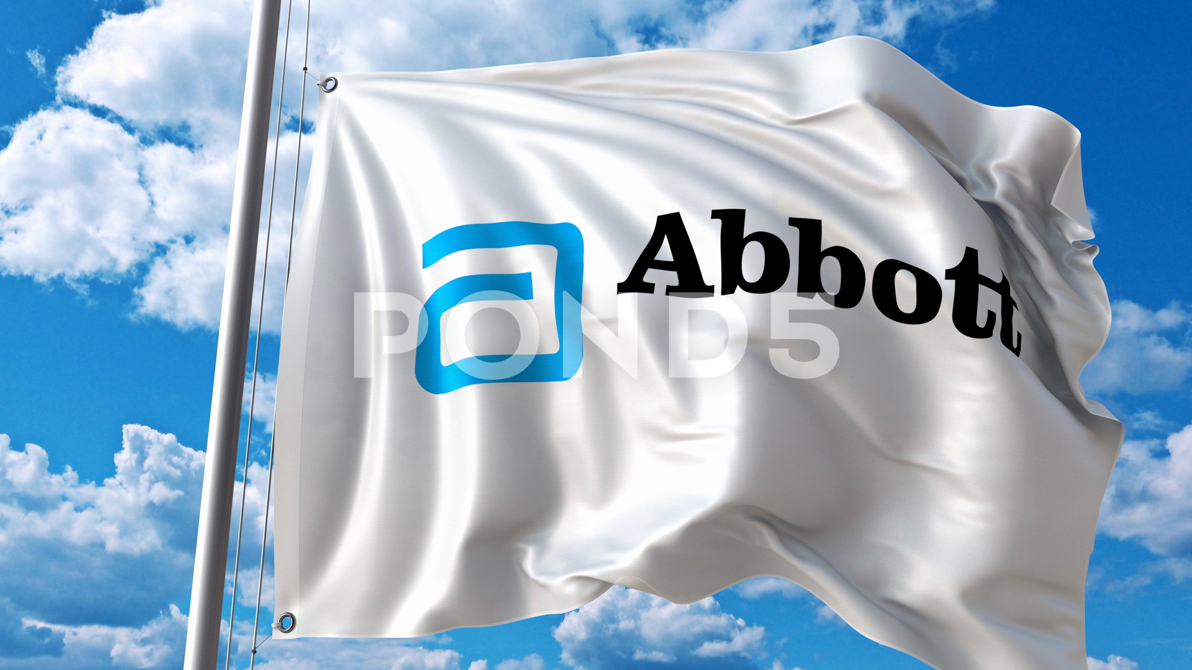 Abbott Laboratories Logo - Video: Waving flag with Abbott Laboratories logo. 4K editorial ...