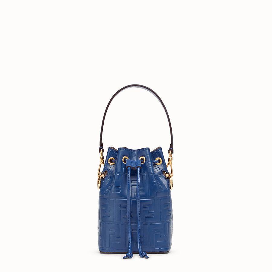Blue Fendi Logo - Blue leather mini-bag - MON TRESOR | Fendi