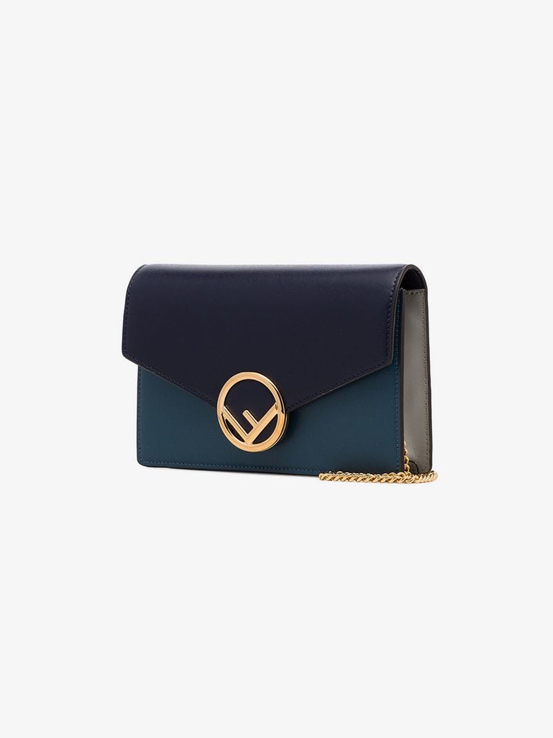 Blue Fendi Logo - Fendi blue and grey logo leather wallet on chain | Clutch Bags | Browns