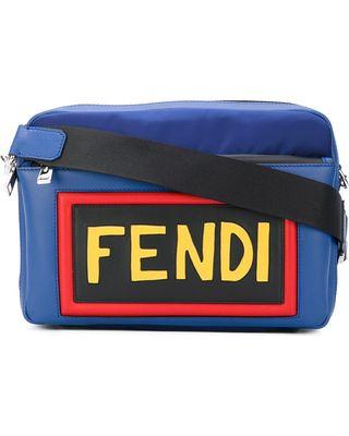 Blue Fendi Logo - Hot Holiday Deals on Fendi logo patch shoulder bag