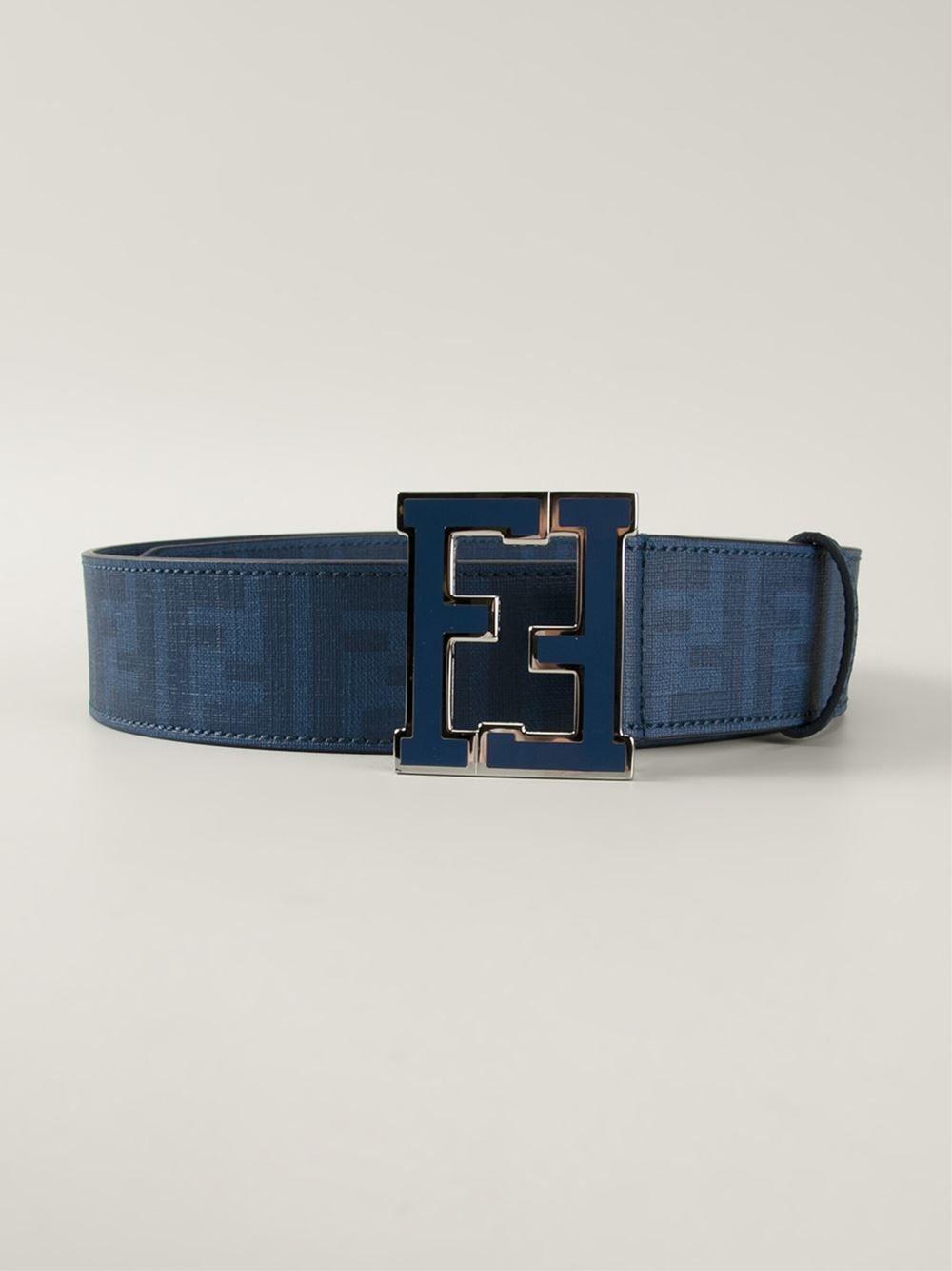 Blue Fendi Logo - Lyst - Fendi Ff Logo Buckle Belt in Blue for Men