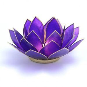 Purple Lotus Flower Logo - DEEP PURPLE LOTUS FLOWER TEA LIGHT HOLDER WITH GOLD TRIM | eBay
