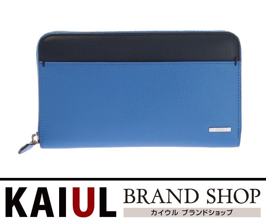 Blue Fendi Logo - KAIUL Rakuten Market store: Fendi round fastener long wallet leather ...