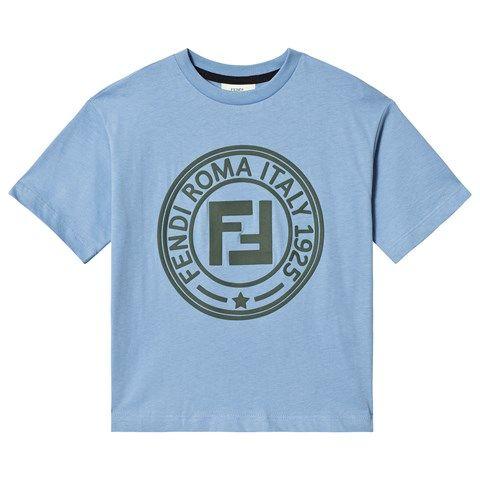Blue Fendi Logo - Fendi Blue Fendi Roma Stamp Logo T Shirt