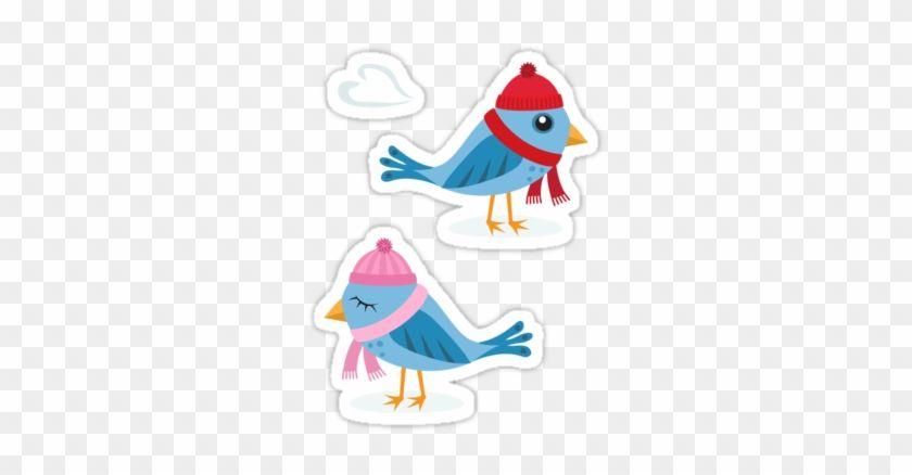 Two Blue Bird Logo - Cute Cartoon Stickers Featuring Two Blue Birds And